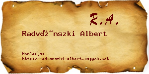 Radvánszki Albert névjegykártya